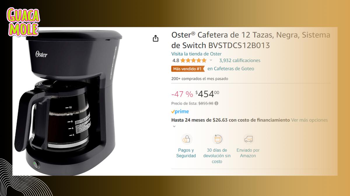 Cafetera Oster | Cafetera de goteo que podrás encontrar casi a mitad de precio en Amazon (amazon.com.mx).