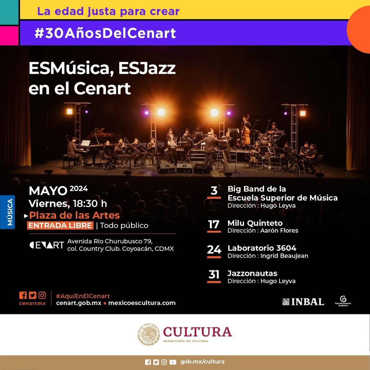 ESMúsica, ESJazz en el Cenart | ESMúsica, ESJazz en el Cenart será todos los viernes de mayo (menos el 10) a las 18:30 horas. (Instagram/cenartmx)