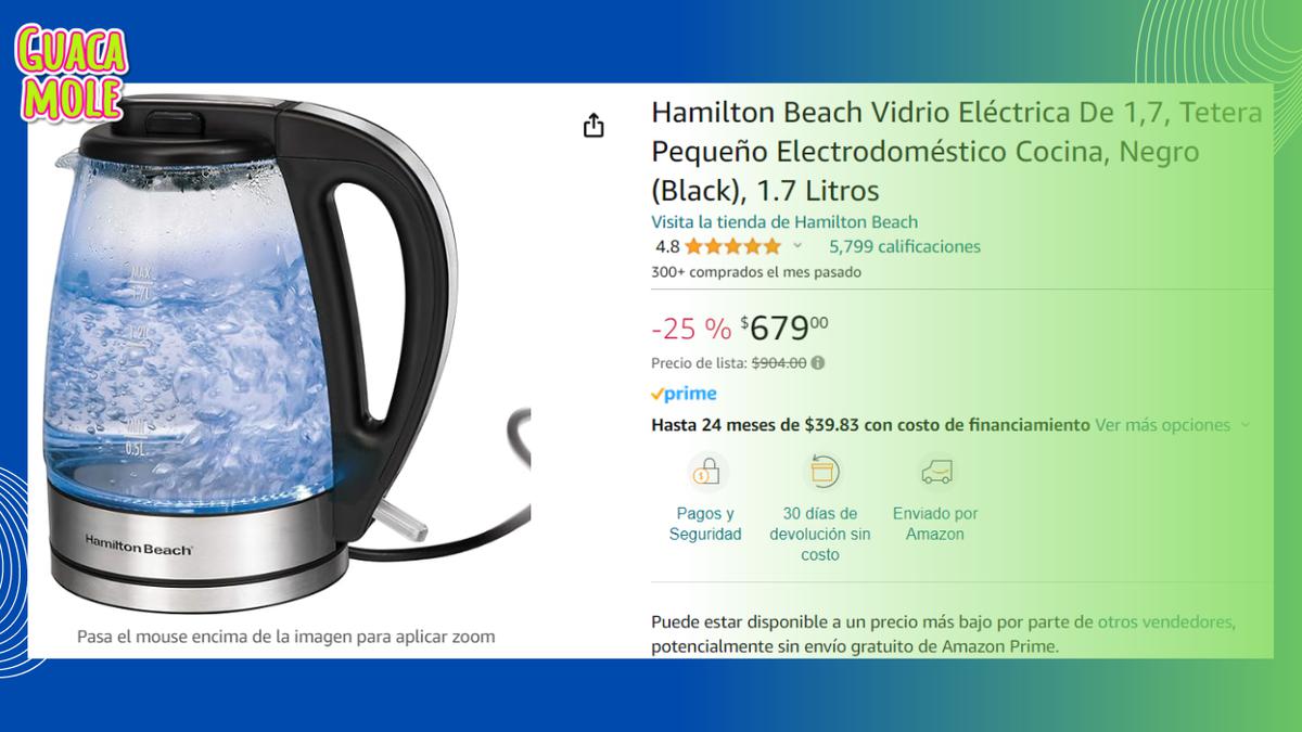 Tetera eléctrica | Un grandioso descuento que encontrarás sólo en Amazon (Amazon.com).