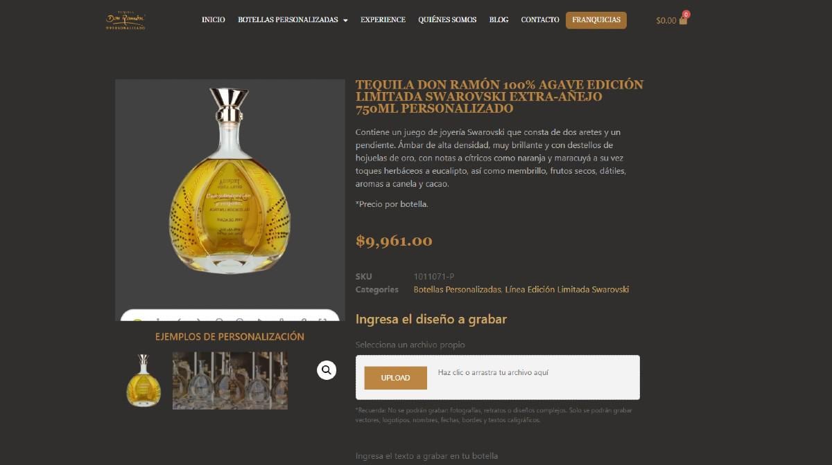 tequila don ramón | En la página web de Tequila Don Ramón podrás ver los precios. (Captura de pantalla)