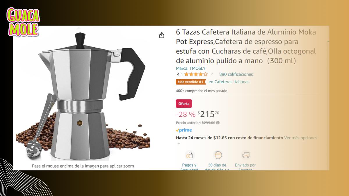 Cafetera italiana | Cafetera italiana que podrás encontrar a un menor precio en Amazon (amazon.com.mx).