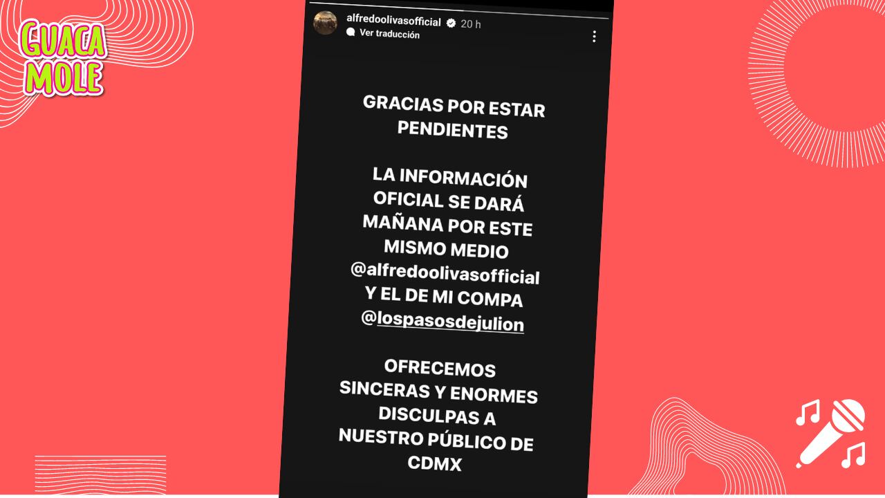 La declaración que han dado sobre sus conciertos en CDMX (Alfredo Olivas Official/ Instagram).