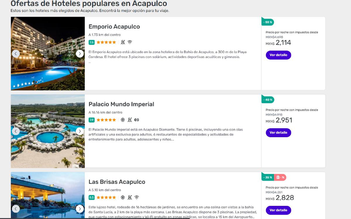 Despegar ofrece descuentos a viajes para Acapulco | En la página web de Despegar encontrarás grandes ofertas. (Captura de pantalla)
