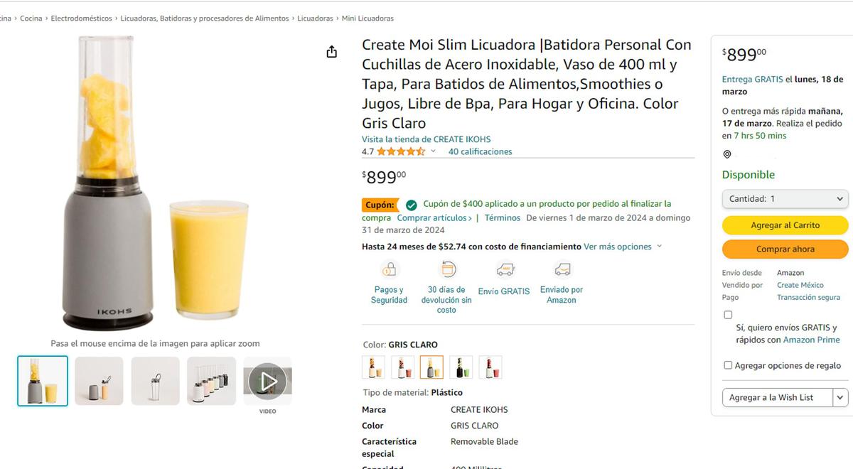 Amazon oferta | Aprovecha el cupón de Amazon y compra tu batidora hoy mismo. (Captura de pantalla)