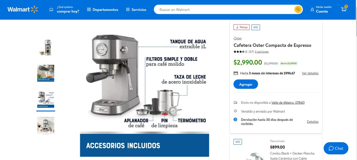Cafetera Oster. | Esta opción de cafetera de Walmart hará que ahorres al máximo y prepares tus cafés más ricos.