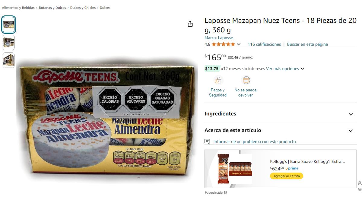 Mazapán de Almendra Laposse. | Costo de caja de Mazapán de Almendra de Laposse. (Amazon.com).
