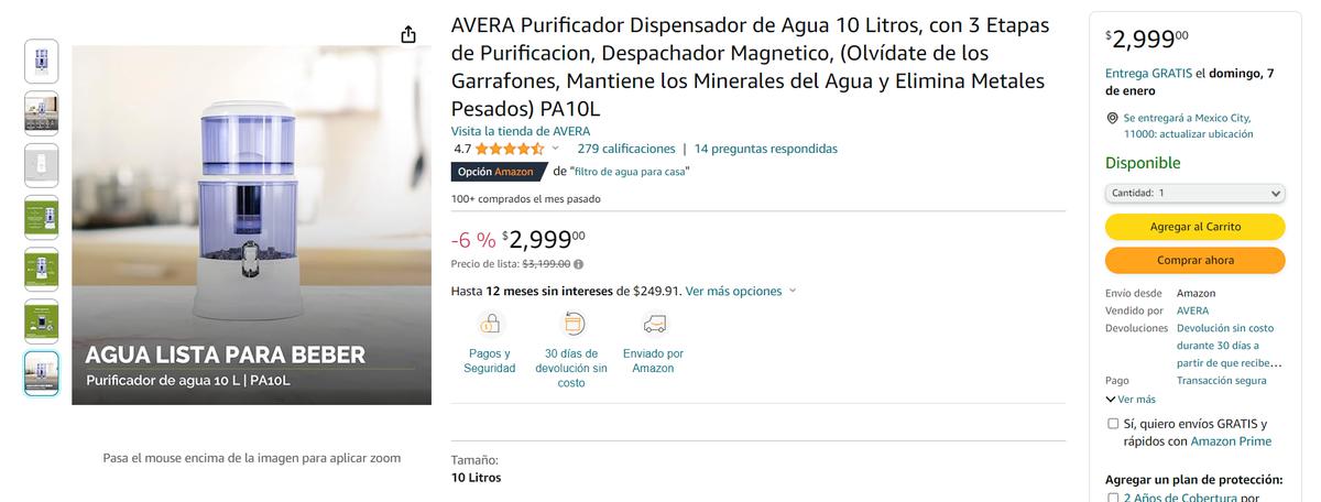 AVERA: Purificadora de agua. | Adquiere en Amazon la purificadora de agua más pro y ecológica.