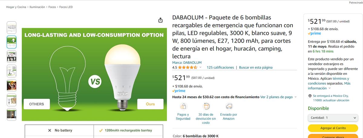 Focos Dabaloum. | Conoce por qué estos focos te ayudarán en emergencias. (Especial: Amazon).