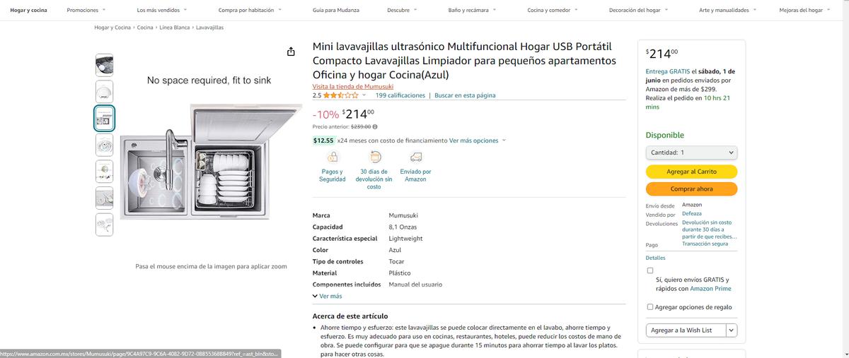Lavavajillas Amazon | El lavavajillas ultrasónico está con descuento en Amazon. (Amazon)