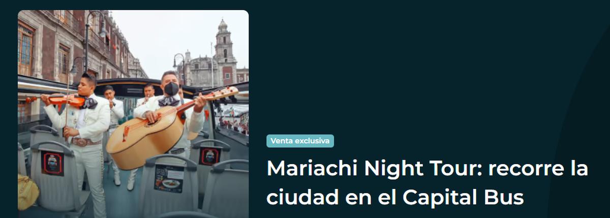Mariachi en CDMX. | El tour nocturno te invita a conocer la ciudad con la mejor música. (Fuente: Fever/Captura de pantalla).