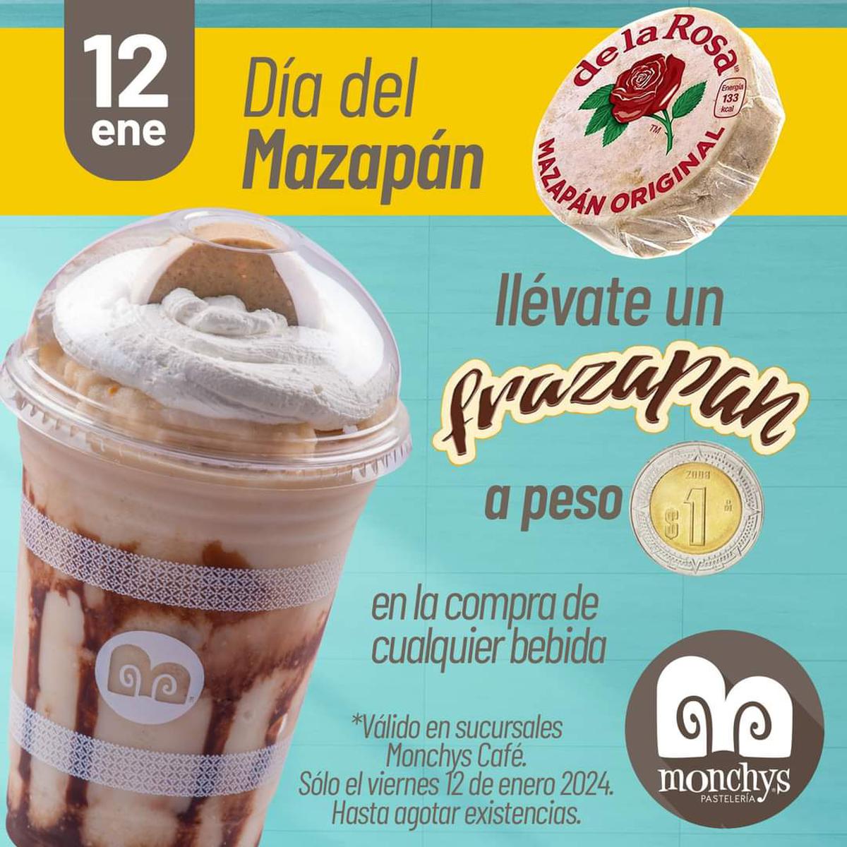 Promoción | Frappé sabor mazapán casi regalado (Pastelería Monchys/ Facebook).