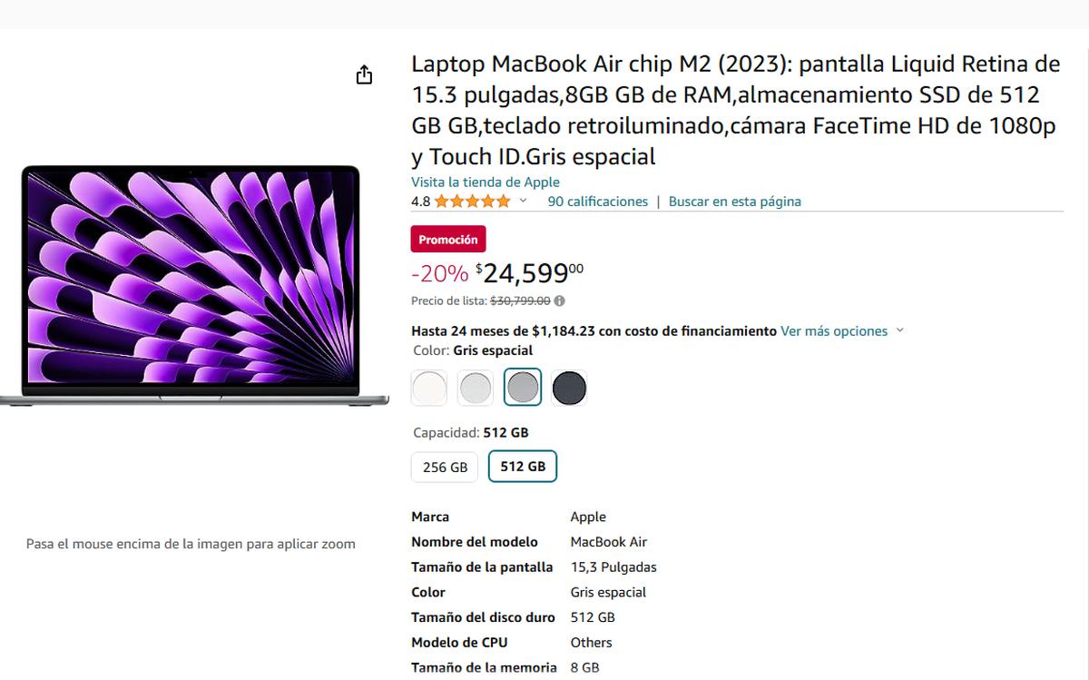 Amazon pone en oferta MacBook Air. | Una oportunidad para hacerte de una MacBook Air con chip M2. (Amazon.com).