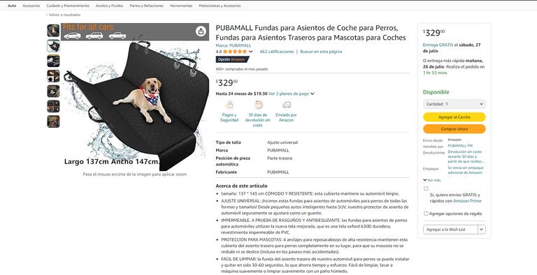 Una captura de pantalla de Amazon.
