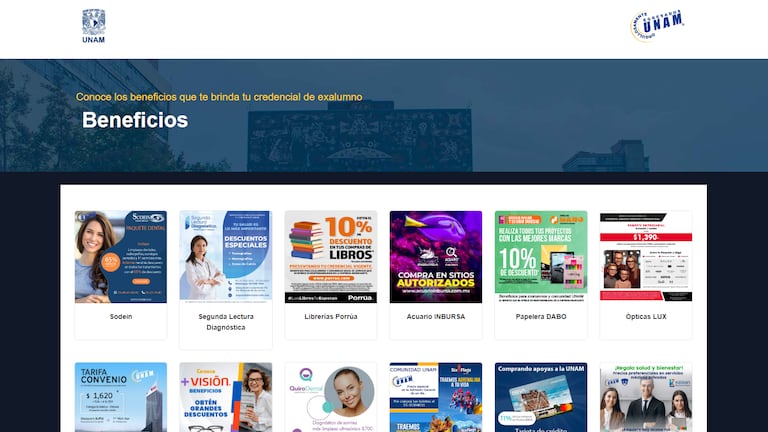 Una captura de pantalla del sitio web de la UNAM.