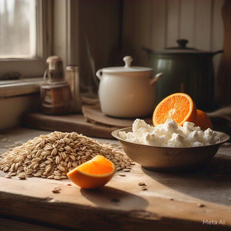 Avena, requesón y naranja.