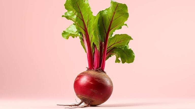 betabel u hortaliza con un fondo rosa