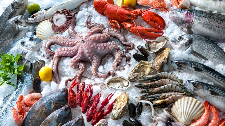 Unos ricos mariscos frescos.
